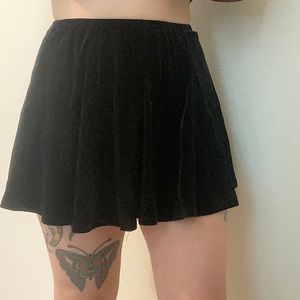 Navy with Red Undertone Velvet Skater Skirt